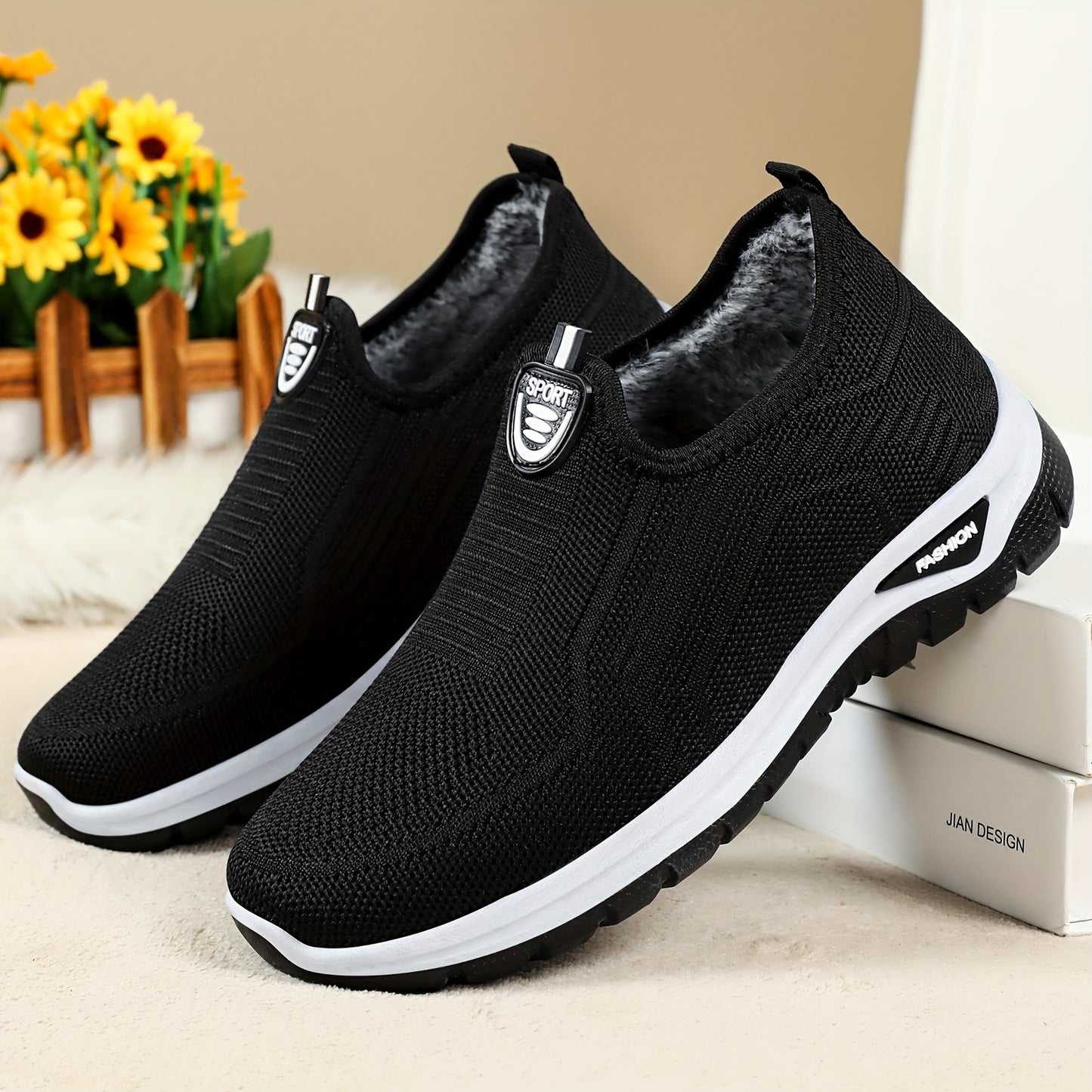 Կանացի մեծ չափսերի, բրդյա երեսպատումով տաք ձմեռային կոշիկներ, բազմակողմանի, հաստացված, փափուկ ներբանով, պարզ կոշիկներ