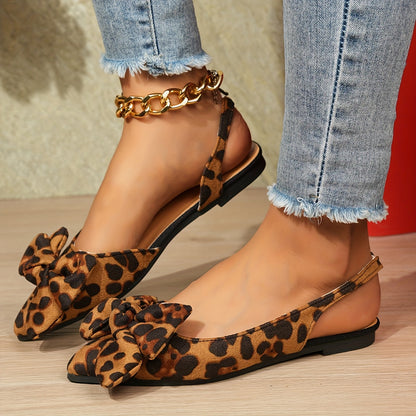 Women's Fashion Bow-Knot Flat Sandals, Casual Versatile Slip-Ons with Pointed Toe, Fabric Upper and Rubber Sole for All Seasons, Ladies Sandals