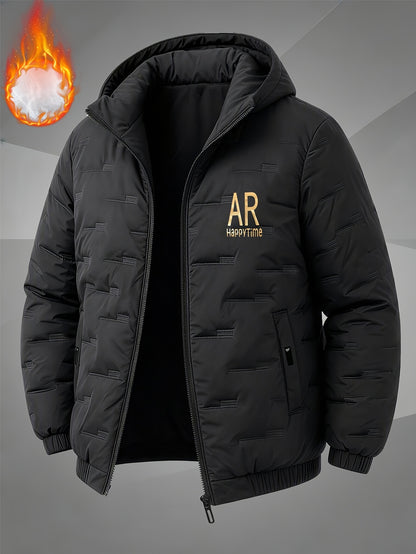 Men's Casual Hooded Zipper Jacket, Thickened Fall/Winter Coat