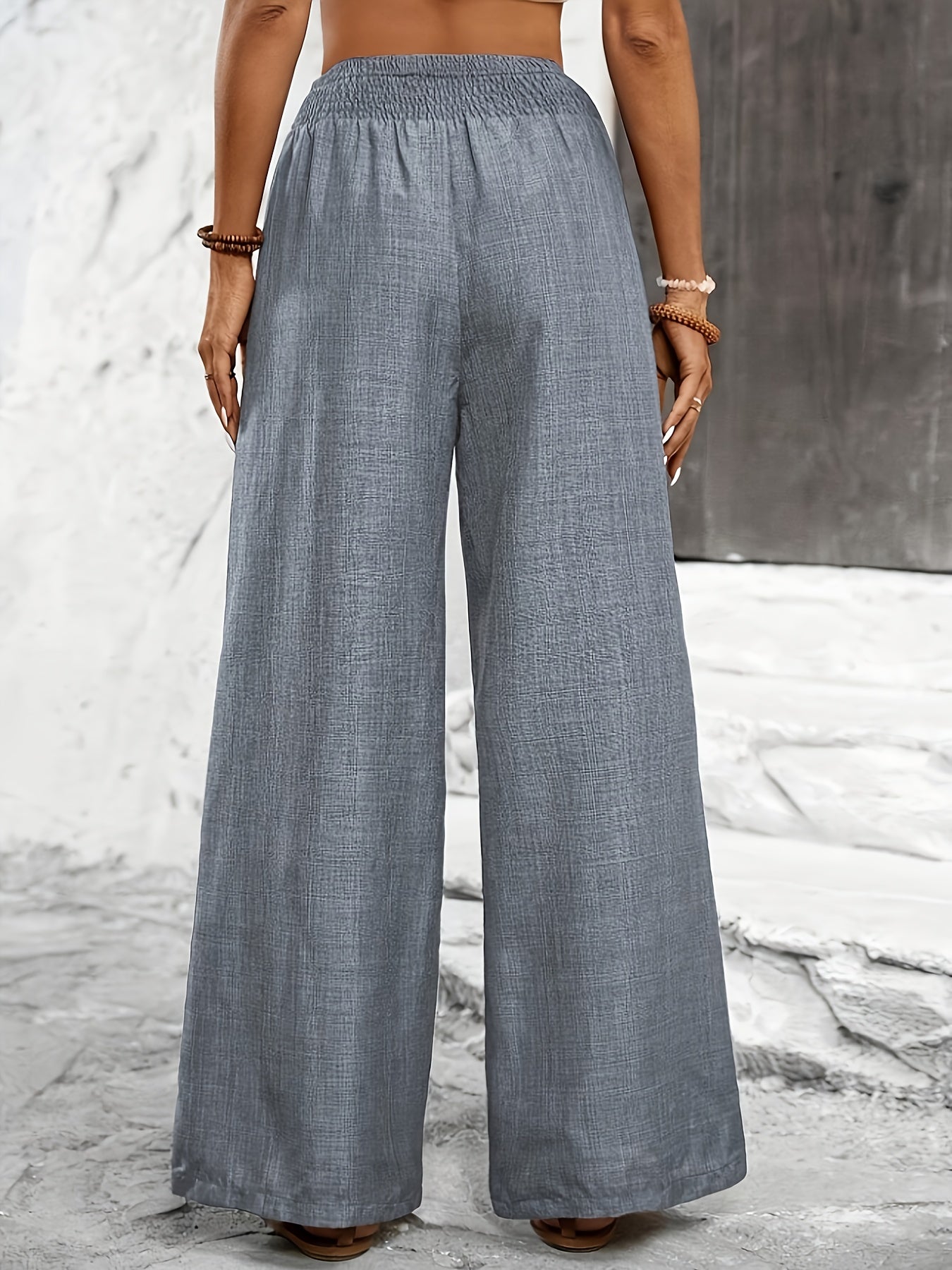 Elegant Solid Color Twisted Knot Straight-Leg Pants