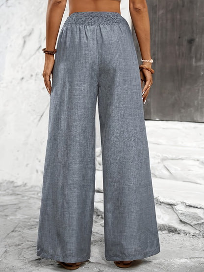 Elegant Solid Color Twisted Knot Straight-Leg Pants