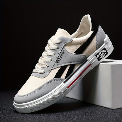 Men's Casual Skateboard Sneakers - Breathable Canvas, Non-Slip Lace-Up Shoes for All Seasons, Street Style