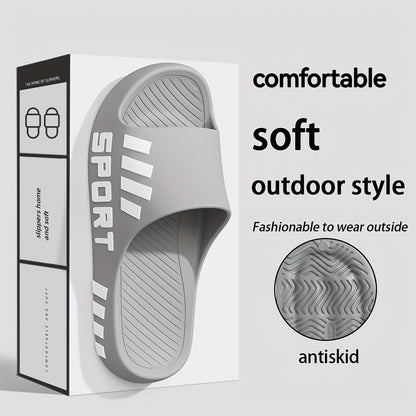 FZT Four Seasons Slippers, Letter Design Slippers, Men's Outdoor Thick-Soled Comfortable Slippers, Couple Style Indoor Home EVA Material, Soft Slip-On Open-Toe Beach Slippers for Women, Daily Casual Outdoor Slippers, Vacation - ayq