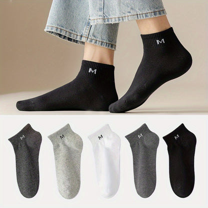 5pairs Men's Thin Mesh Breathable Sweat Absorption Socks For Summer, Men's Trendy Socks