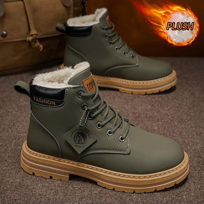 A Pair of Fashionable Men's Boots, Outdoor Warm, Sports Casual Trendy Versatile Shoes for Man