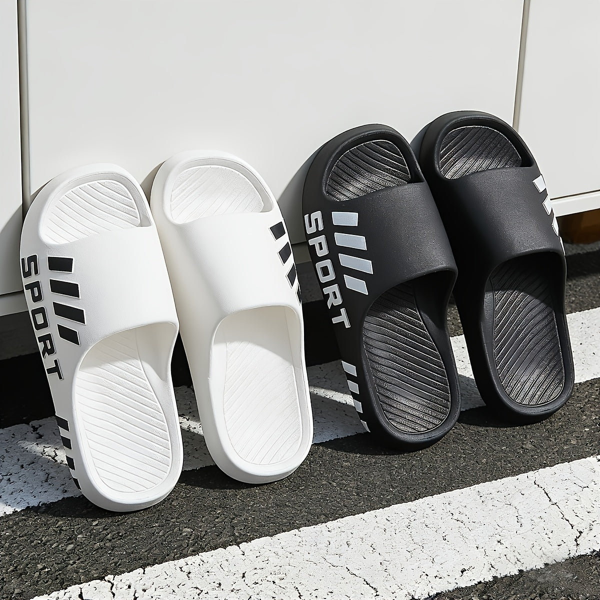 Men's stylish sports flip-flops, indoor non-slip couple slippers, casual and comfortable EVA material slippers, available in large sizes 48-49 - ayq