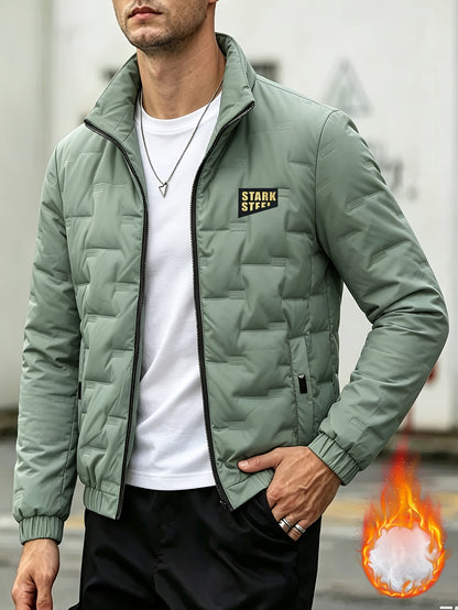 Men's Casual Stand Collar Thickened Outer Jacket for Fall Winter