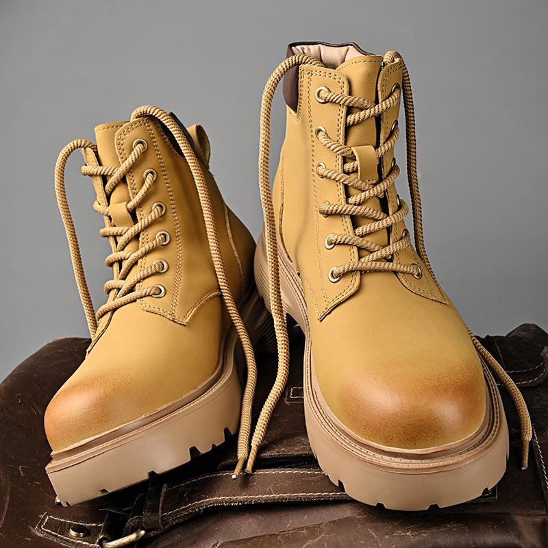 Men's All-Season Mustard Short Lace-Up Riding Boots