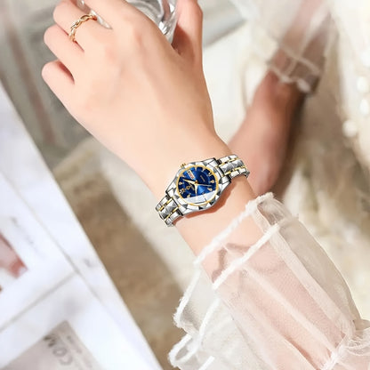 Կանացի առօրյա շքեղ պարզ լուսարձակ օրացույցով քվարցային ժամացույց