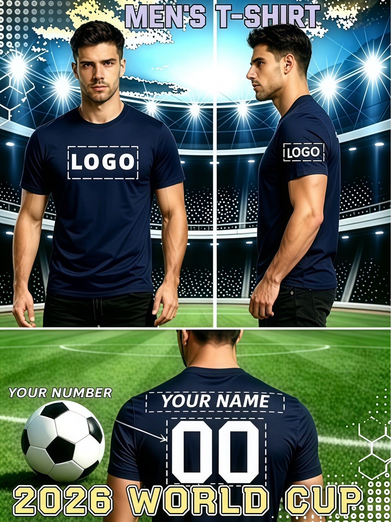Men's Custom Football Jersey - Breathable Quick-Dry Polyester