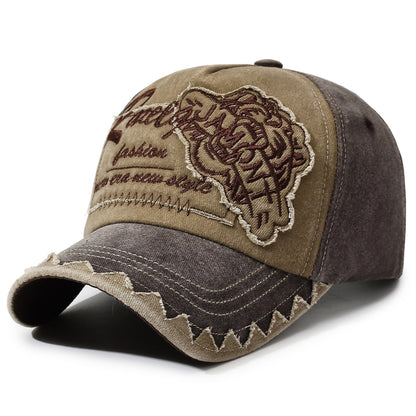 Vintage Washed Unisex Adjustable Baseball Cap with Embroidered Patch