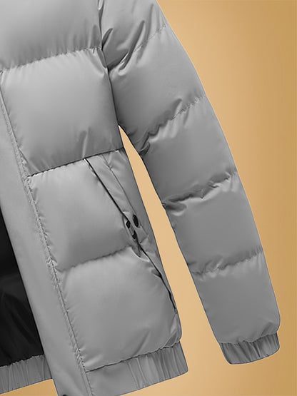 Տղամարդու ամուր ջերմային բաճկոն - Ձմեռային վերնազգեստ՝ կանգնած օձիքով և կայծակաճարմանդով, սև/սպիտակ վերարկու՝ գրվածքով - լվացքի մեքենայով լվացվող սառը եղանակի բաճկոն տղամարդկանց համար (առօրյա և պաշտոնական) - իդեալական է դահուկավազքի, սնոուբորդի համար