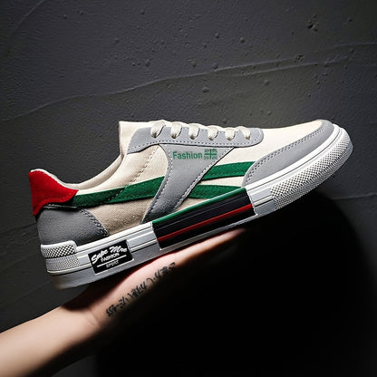 Men's Casual Skateboard Sneakers - Breathable Canvas, Non-Slip Lace-Up Shoes for All Seasons, Street Style
