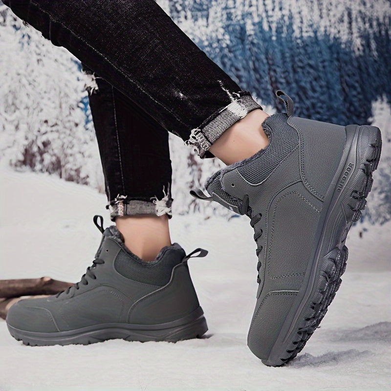 Men's Winter High-Top Footwear - Thick Insulation for Cold Protection, Comfortable Hiking and Walking Shoes
