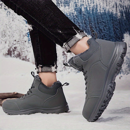 Men's Winter High-Top Footwear - Thick Insulation for Cold Protection, Comfortable Hiking and Walking Shoes