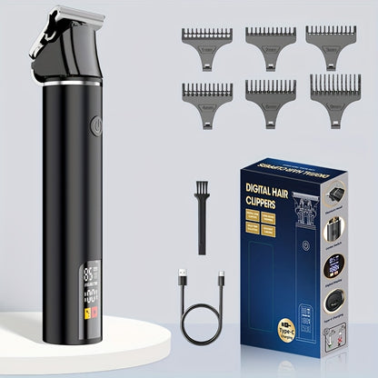 Men's Hair Trimmer, Hair Salon Electric Hair Clipper, USB Fast Charging, Men's Shaver, Shaving Scissors, Home Hairdressing Tools, Men's Facial, Comes with 6 Size Limit Combs, Surprise Gifts