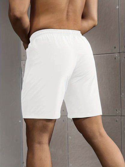 Super Thin Men's Casual Simple Style Comfy Shorts, PERFORMANCE Letter Print Home Pajamas Bottom With Zipper Pockets And Drawstrings, Men's Summer Outdoor Fitness Clothing