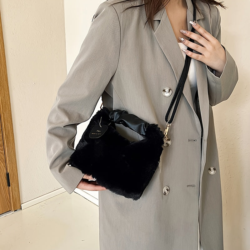 Գեղեցիկ փափուկ, կրծկալով պայուսակ կանանց համար, ոճային և բազմակողմանի՝ աշնան և ձմռան համար