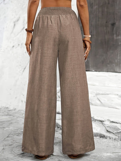 Elegant Solid Color Twisted Knot Straight-Leg Pants