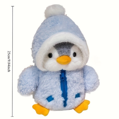 Adorable Penguin Plush Toy - Charming Plush Doll with Blue Eyes & Red Heart, Soft Polyester Stuffed Animal for Girls, Kids Birthday Gift, Home Decor, Holiday & Wedding Favor, Penguin Gifts, Festive Gift Item, Playful Design,