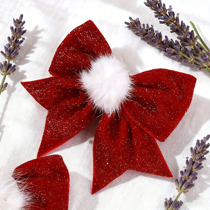 1pc or 2pcs Set (Matching Pair) French-Style Large Bow Hair Claw Clip - Burgundy & White Two-Tone Satin, Non-Slip Teeth for secure hold, for wedding/Party/Braids/Twists/Buns - Gentle on Hair, Wedding Hair for Women