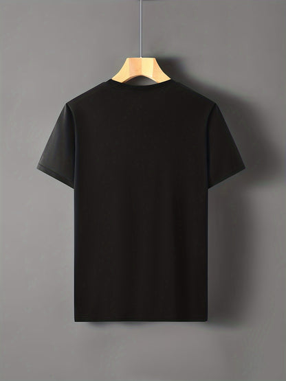 Men's Moon Print T-Shirt, Crew Neck, Summer Wear, Adult Knitted Fabric, Regular Fit