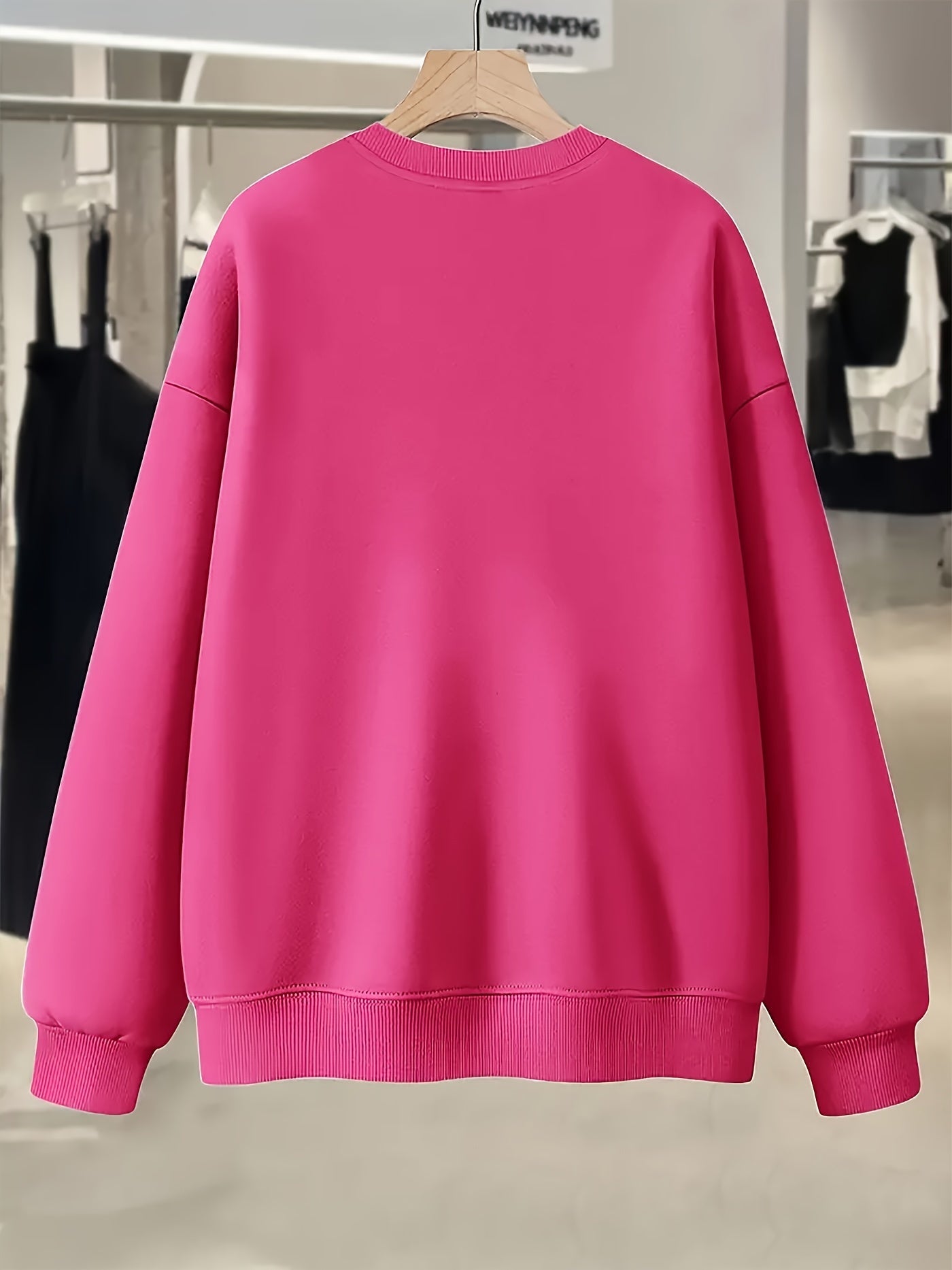 Women's Rich Red Christmas Sweatshirt - Thick Warm Winter Pullover for Holiday Party Outfits, Non-Stretchy Round Neck Sweater, Machine Washable Cold Weather Clothing Gift for Her, Festive Sweater, Santa Hat Design, Soft Textu