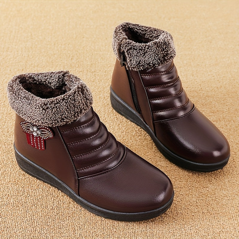 Կանացի հարմարավետ և տաք կոշիկներ աշնան և ձմռան համար, կարճաճիտ բրդյա երեսպատմամբ, ձնագնաց կոշիկներ, կաշվե կոշիկներ, փայլուն սև պլատֆորմով կոշիկ, էլեգանտ անձրևային կոշիկ կանանց համար, տաք և հարմարավետ բոտիններ աշխատանքի համար, ցածր կոճով: