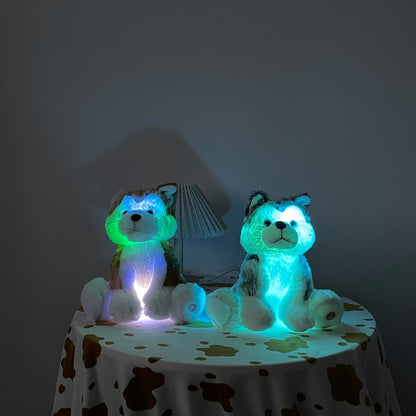 Luminous Husky Plush Toy – A Cheerful Light-Up Stuffed Animal, Perfect for Halloween And Christmas, Ideal Gift for All Ages