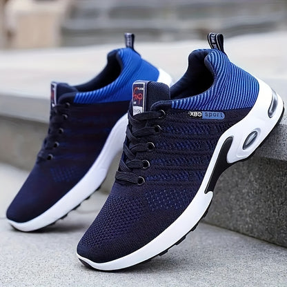 Men'S Breathable Mesh Air Cushion Sneakers - Durable Lace-Up Running Shoes with PVC Sole, Fabric Inner & Upper, for Outdoor Sports and Casual Wear, Low-Top Design, All-Season Comfort, Allseason Running Shoes|Modern Casual Sho