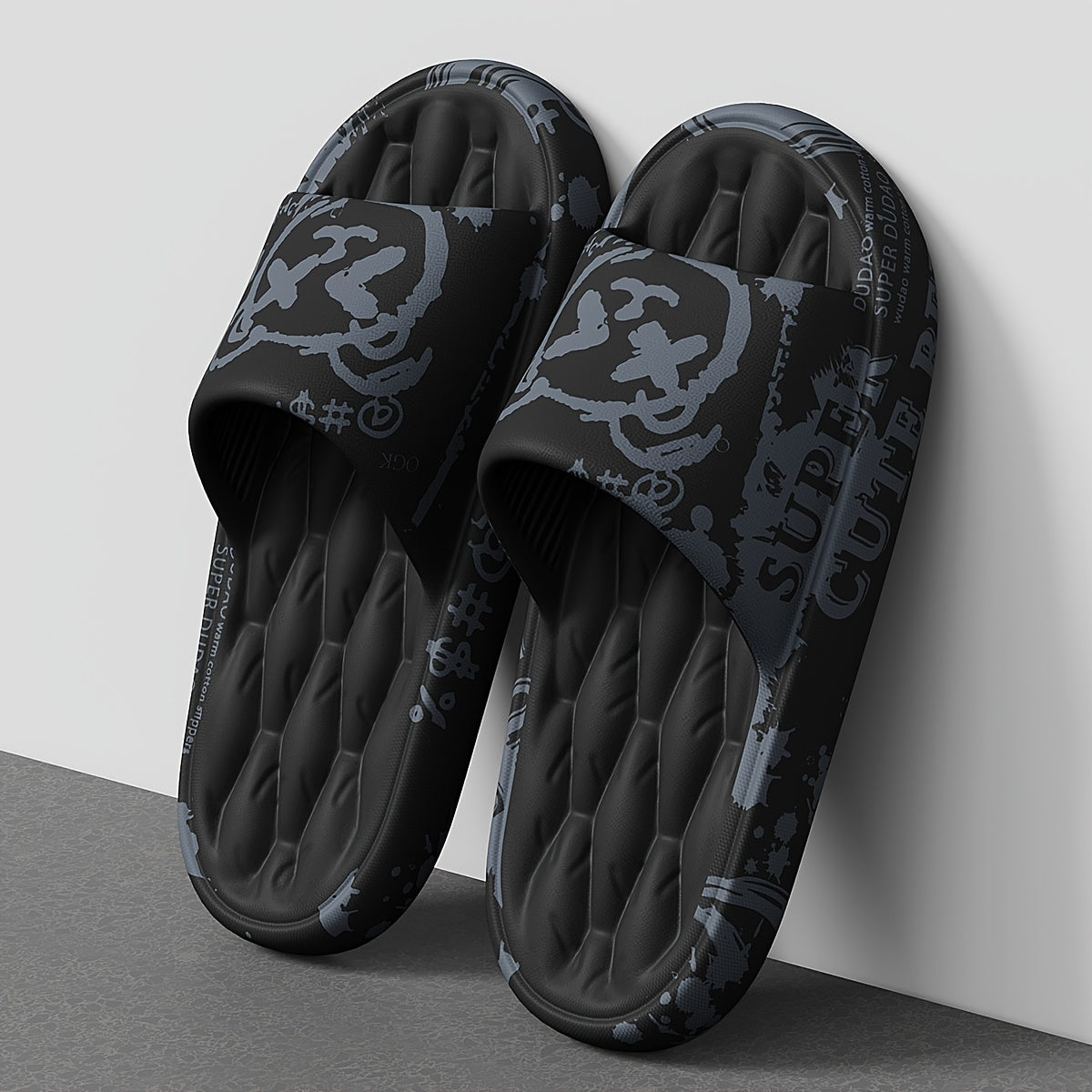 Men's Casual Printed EVA Slippers with Soft Sole, All-Season