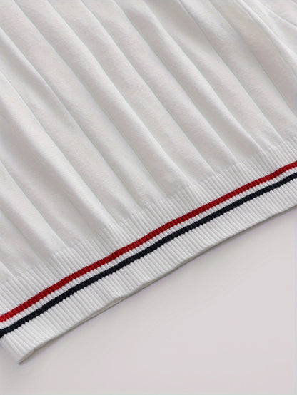 Temujin OBM Men's College Style Fashion New Color Block Striped High Neck Knit Long Sleeve Pullover Sweater