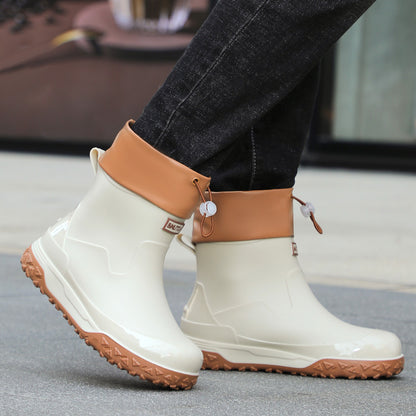 Men's Lightweight Mid-Calf Waterproof Rain Boots for Outdoors