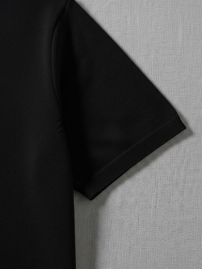 Men'S Short Sleeve Knit Polo Sweater with Lapel Collar and Zipper | Casual Solid Color Top, Slight Stretch Fabric, Ideal for Beach, Going Out, and Casual Occasions - ayq