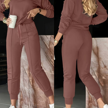Casual Long Pants And V-Neck Top Women'S Outfit - ayq