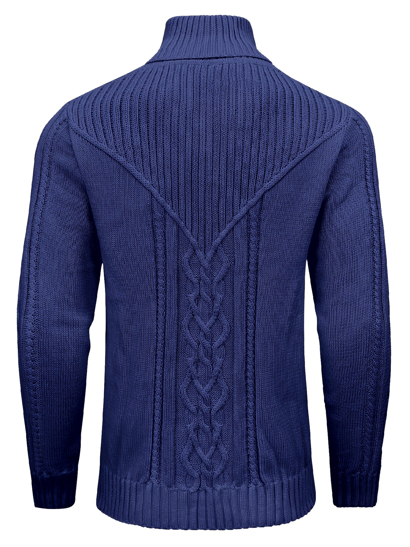 Տղամարդու բարձր օձիքով տաք տրիկոտաժե սվիտեր - ձգվող նորաձև ժապավենավոր սվիտեր, էլեգանտ ջենտլմենական կարդիգան