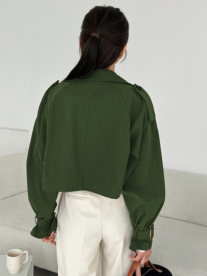 Կանացի էլեգանտ միագույն կարճ քամուց պաշտպանիչ բաճկոն - թեթև, բազմակողմանի վերնազգեստ առօրյա և պաշտոնական հանդերձանքի համար, հեշտ խնամքի համար՝ ձեռքով լվացում/քիմմաքրում, դիմացկուն գործվածք