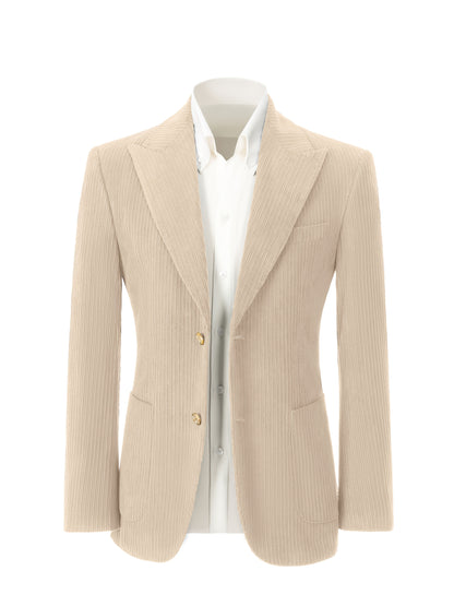 Men'S Navy Corduroy Blazer & Pants - Classic Notch Lapel, Casual Two-Piece Suit with Long Sleeves, Polyester Fabric, All-Season Wear, Casual Attire|Casual Style|Polyester Suit