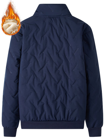 Men'S Heavyweight Winter Jacket - Thermal Insulated Cold Weather Coat with Zippered Pockets, Stand Collar, Full-Zip Closure - Black Outer Shell for Everyday & Outdoor Activities - Non-Stretch Fabric Construction, Seasonal Lay