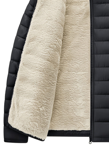 Men's Slim Fit Quilted Winter Jacket with Warm Plush Lining