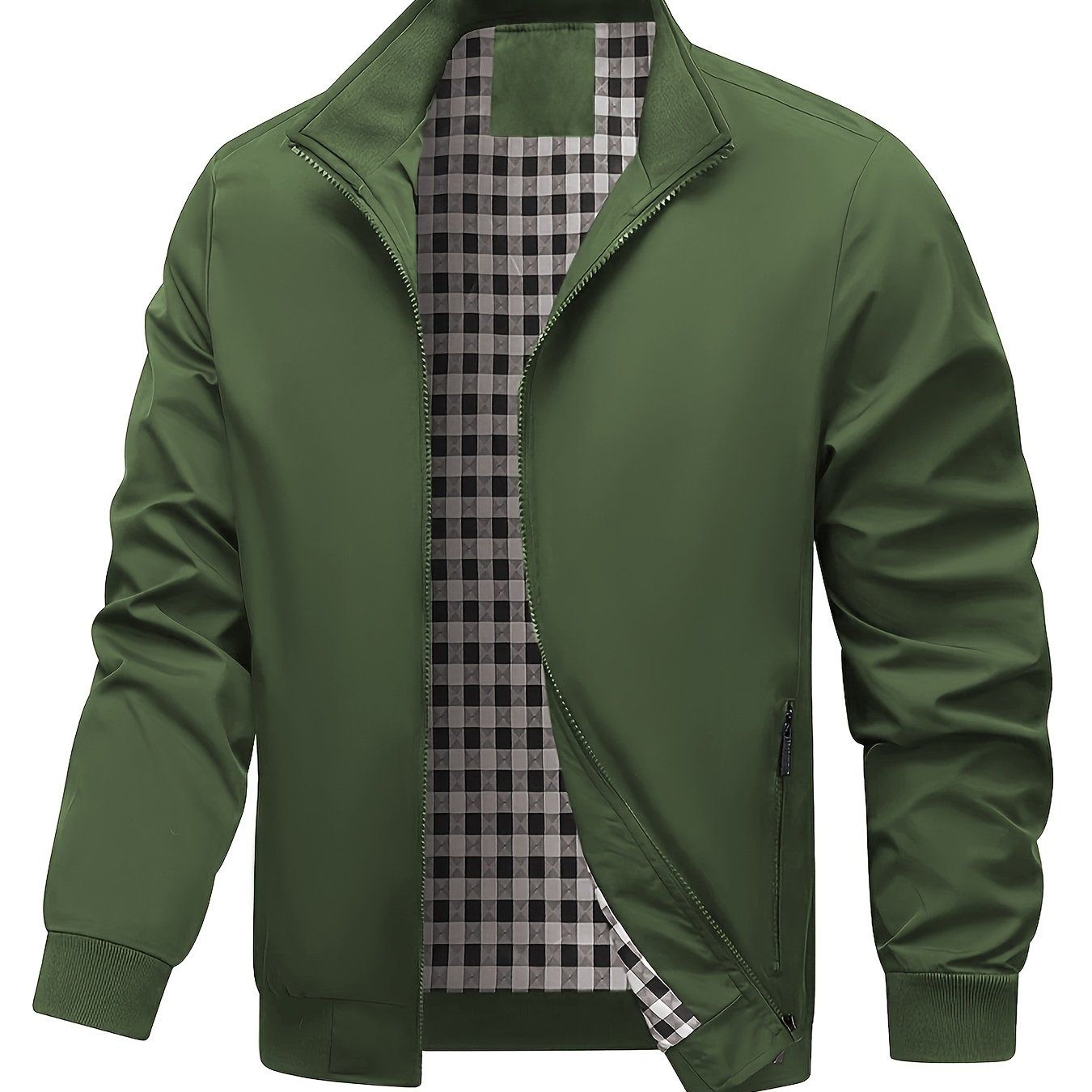 Men's Academic Jacket - Burgundy (Deep Red), Zip-Up Front Closure, Structured Non-Stretch Fabric, Zippered Pockets - Formal & Casual Outerwear for Office, Events, Everyday - Easy-Care Coat, Dressy Jacket, Houndstooth Pattern