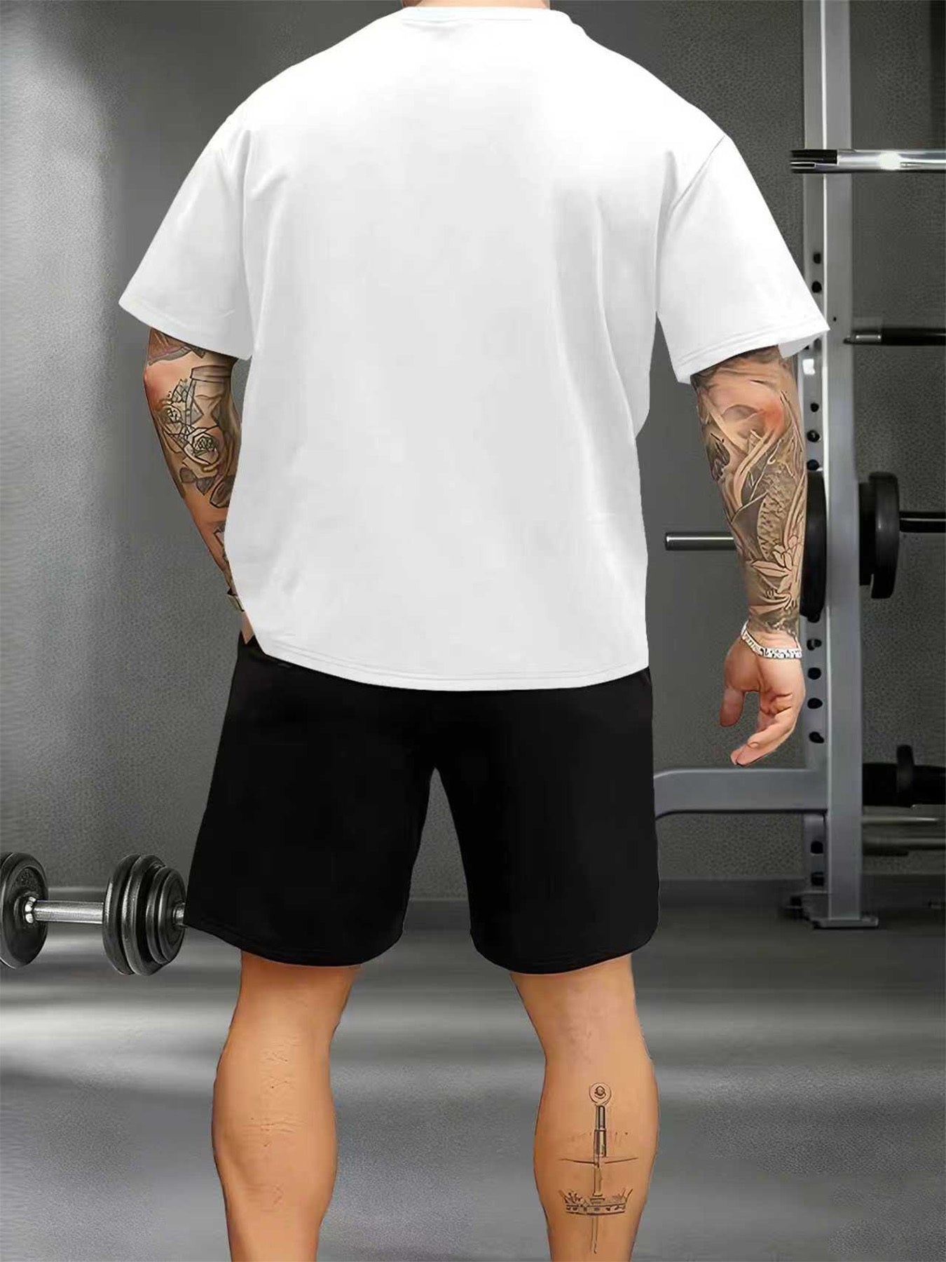 Men's Summer Casual Sport Set with White Striped Design