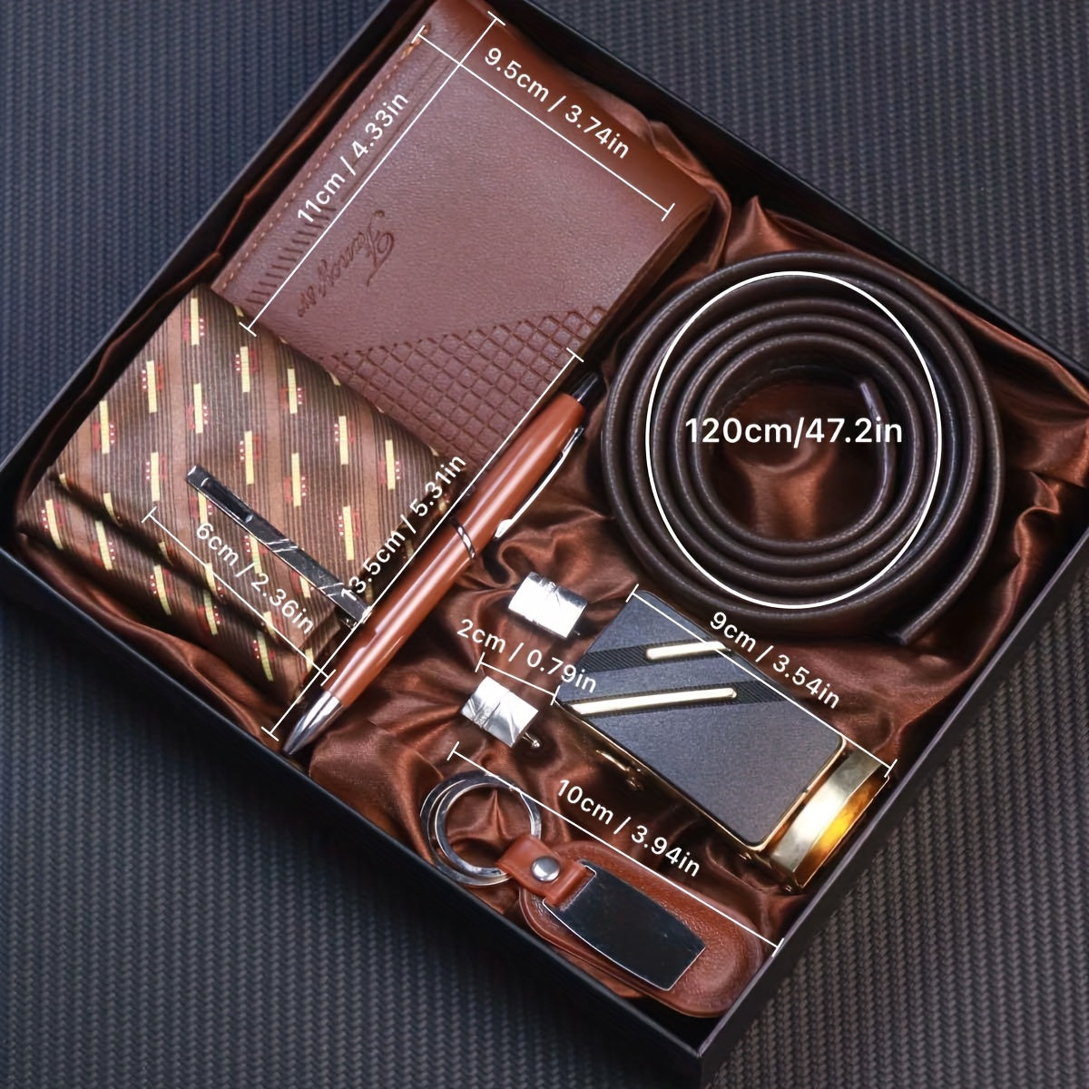 8pcs Men's Luxury Accessory Gift Set with Automatic-Docking Collar Tie System, Dress Belt, Cufflinks, Keychain, Pen & Wallet - Complete Corporate Attire Bundle for Weddings, Business Meetings, Prom - Ideal Birthday/Christmas/