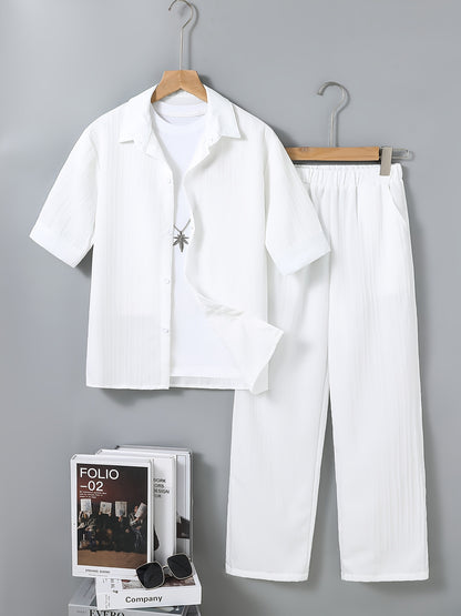 Boys' Preppy Long Pants Set for Spring Summer Fall - ayq