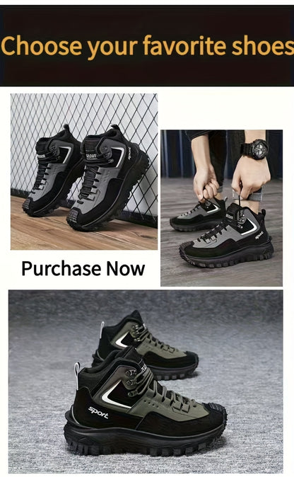 Men's Outdoor Hiking Boots - Breathable PU Upper, Thick Sole, Excellent Traction, Ideal for Mountain Climbing and Trekking | Military Boots | Camping Gear