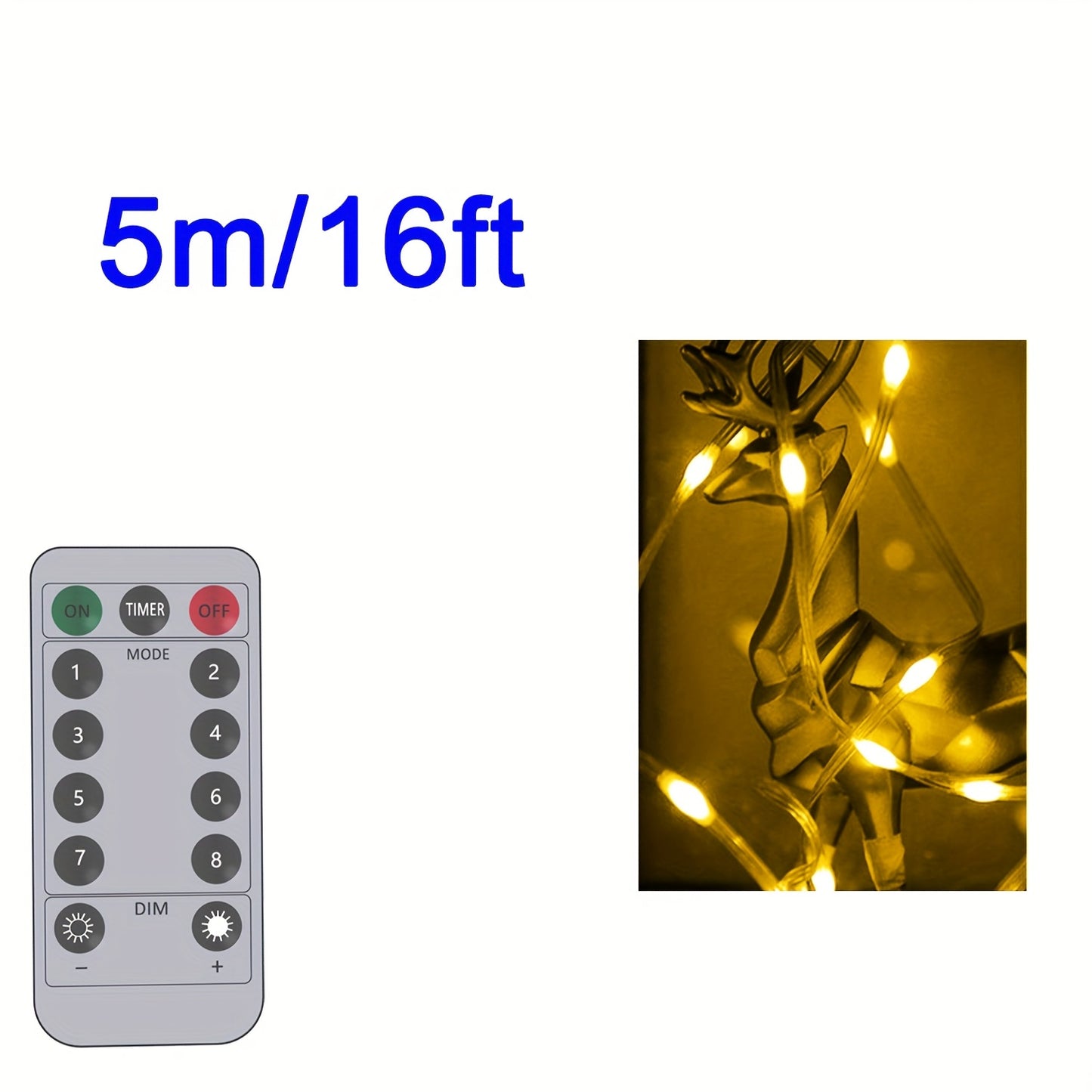 USB-Powered LED Fairy Tale String Lights - Outdoor/Indoor Dimmable Fairy Lights with Remote Control, Yellow Glow Effect, for Halloween, Christmas, Weddings, Parties - Durable Plastic Wire Garland Decorations