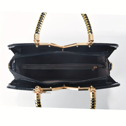 Նոր կանացի կրոսբոդի պայուսակ, բարձրակարգ լաքապատ կաշվից քարերով նախշերով կրոսբոդի պայուսակ