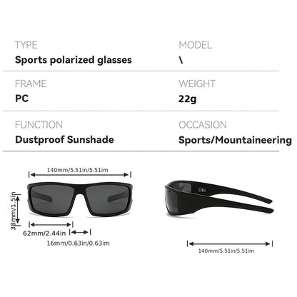 Polarized Sports Sunglasses with Black Full Rim Frame for Men & Women