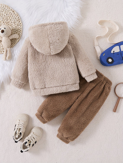 Տղաների աշնանային և ձմեռային նորաձև, առօրյա, պարզ, խելոք, տաք, միագույն, փափուկ, արջուկի տեսքով ասեղնագործված վերնաշապիկով, երկկտորանոց, հիանալի է բացօթյա օգտագործման համար