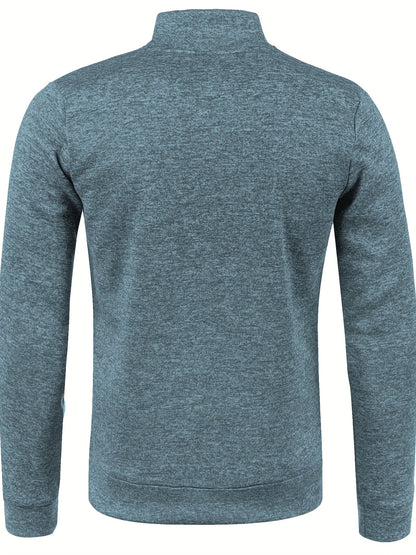 Elegant Mid Stretch Cardigan, Men's Casual Full Zip Up Cardigan Sweater Coat For Fall Winter